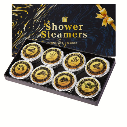 Shower Steamers 8 Pack Essential Oil Aromatherapy - Lavender, Eucalyptus, Rose, Peppermint & More Scents | Self Care Bath Bombs Gift Set for Women & Men, 30g Each
