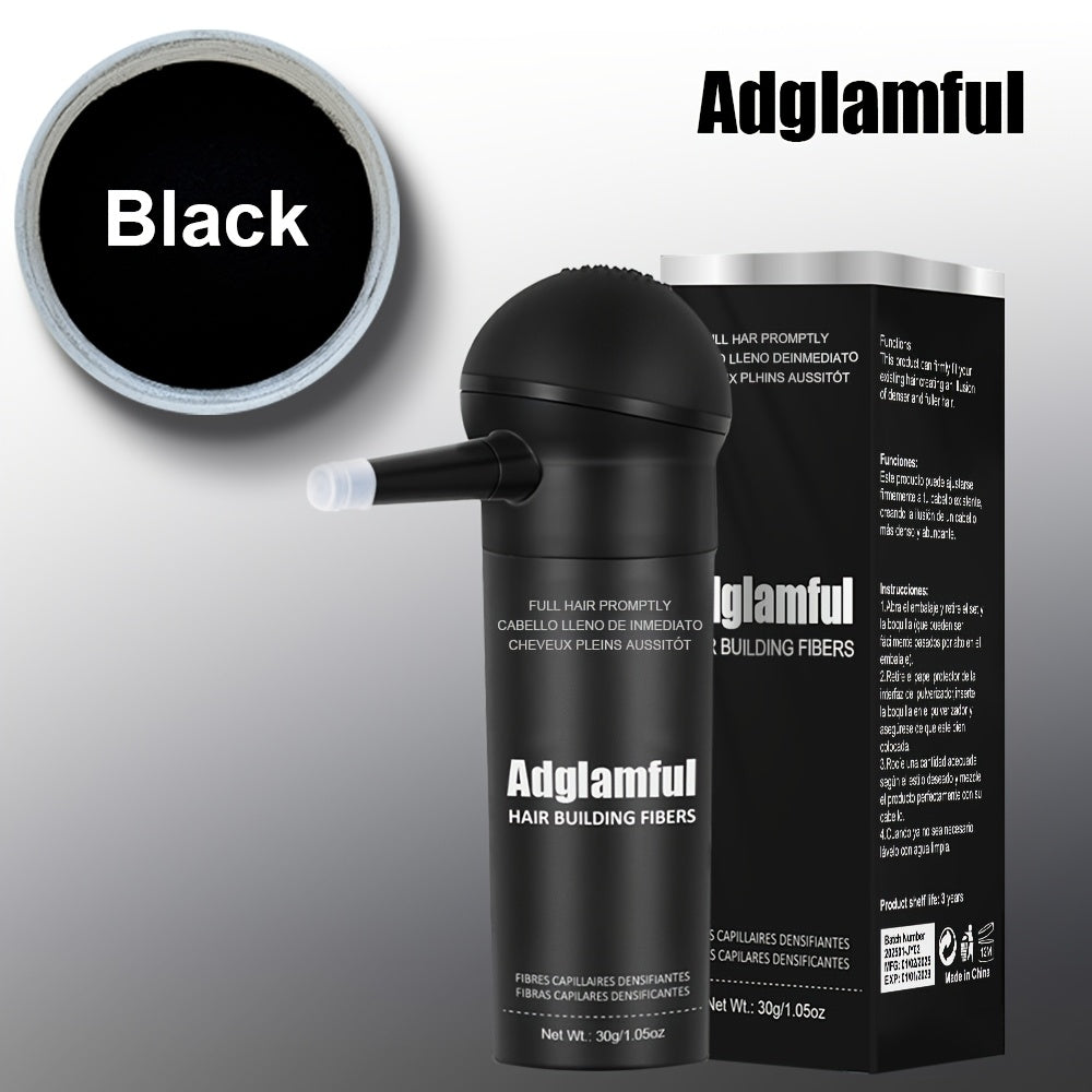 ADGLAMFUL 2-in-1 Hair Building Fibers and Spray Bottle - Portable, Integrated Powder Formula for Thicker, Fuller Hair Look - Suitable for Various Hairstyles, Solution|Natural Appearance|Easy Application