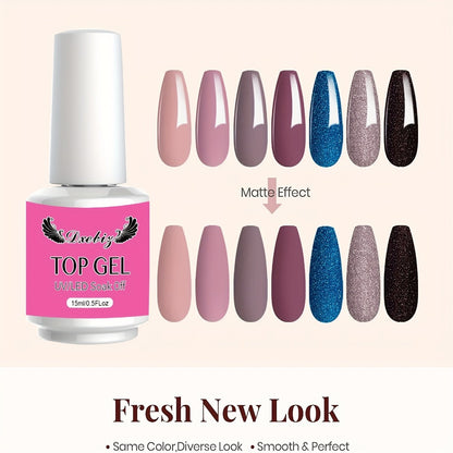 Gel Polish Base Coat Top Coat Set 3pcs No-Wipe Glossy Matte Top Coat Base Gel Long-Lasting Soak Off LED Nail Lamp Nail Art Kit 0.51oz Each