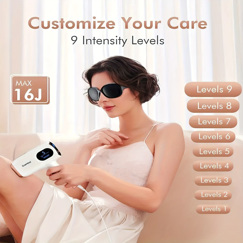 IPL Hair Removal Device for Women and Men - 9 Modes Auto Flash Painless Permanent Hair Removal Machine, Full Body At-Home IPL Laser Hair Remover for Face Legs Underarms Bikini Line