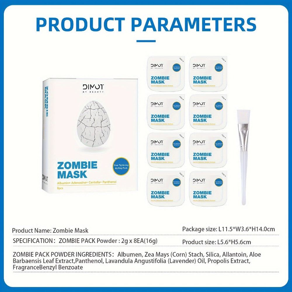 8pcs/box - Women's Zombie Skin Care Mask, Comes with A Free Application Brush, Contains Various Skin Care Ingredients, Effectively Helps Moisturize The Skin, Effectively Improves Skin Texture