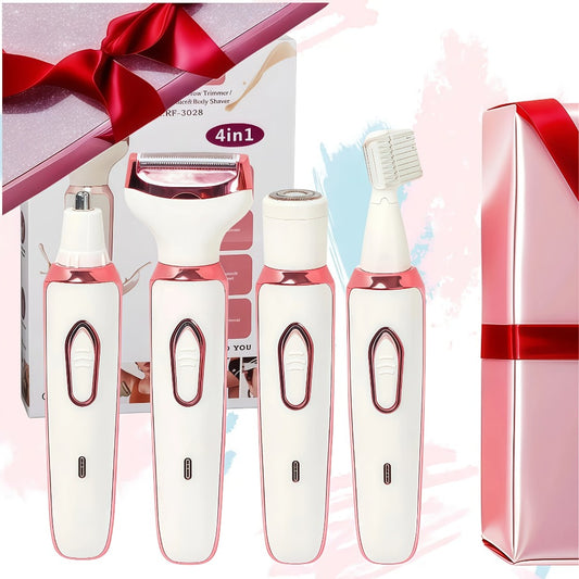 Electric Hair Remover for Women 4-in-1 Multifunctional Shaver Trimmer USB Rechargeable for Eyebrows Nose Face Legs Bikini Line Underarm Portable Travel Gift