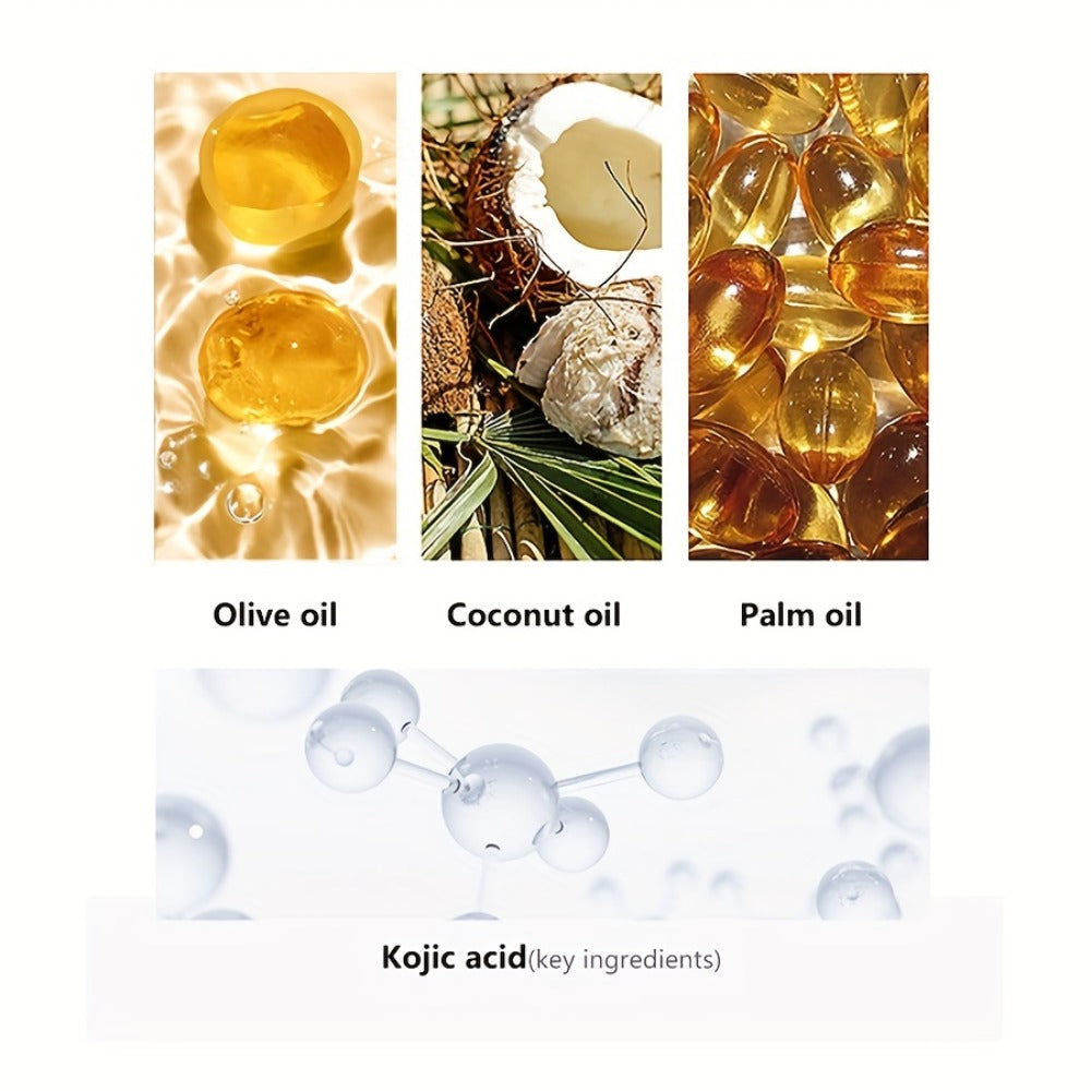 Kojic Acid Soap for Skin Brightening – 6-Pack 100g Bars with Rose & Glycerin | Oil Control, Moisturizing Gentle Cleanser for Face, Hand & Body | Natural Orange Scent Dark Spot Soap, Skin Tone Corrector