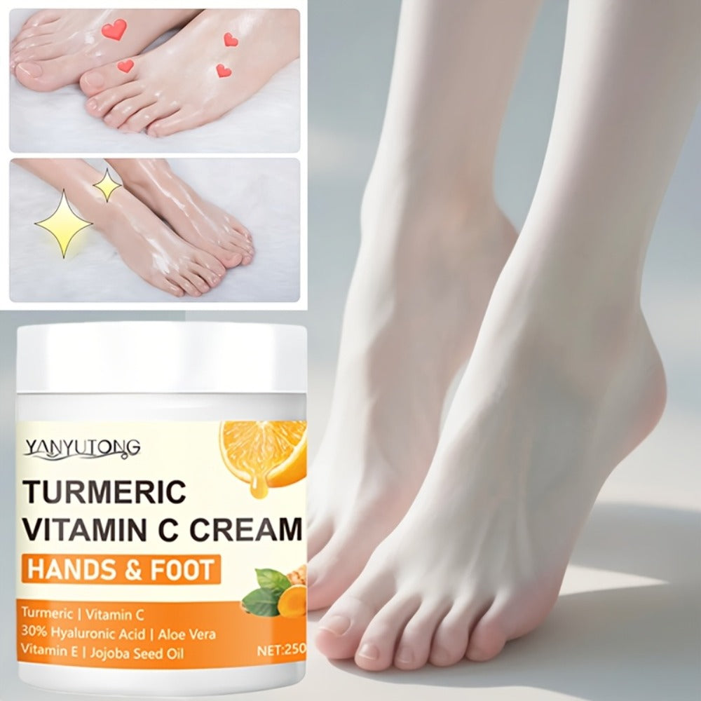 Turmeric Vitamin C Foot Moisturizing Cream, Rich in Vitamin C And Hyaluronic Acid - Hydration And Moisturization, Gentle Exfoliation, Ideal for Dry And Cracked Heels, Feet, And Elbows Care