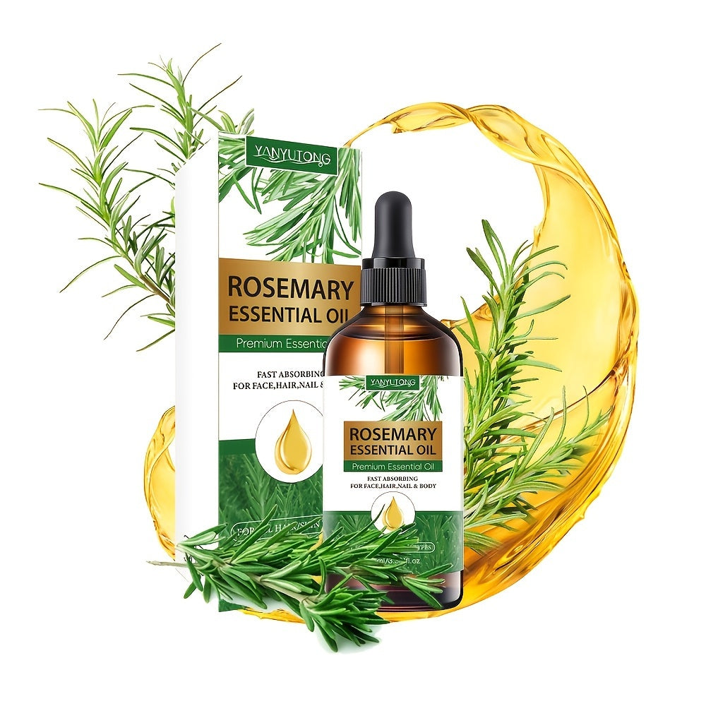 3x3.38oz Rosemary Essential Oil - Plant-Based Formula, Hydrating Hair & Skin Care, for Massage/Shower, DIY, Multi-Use for Face, Body, Nails, Hair | Ideal Holiday Gift"