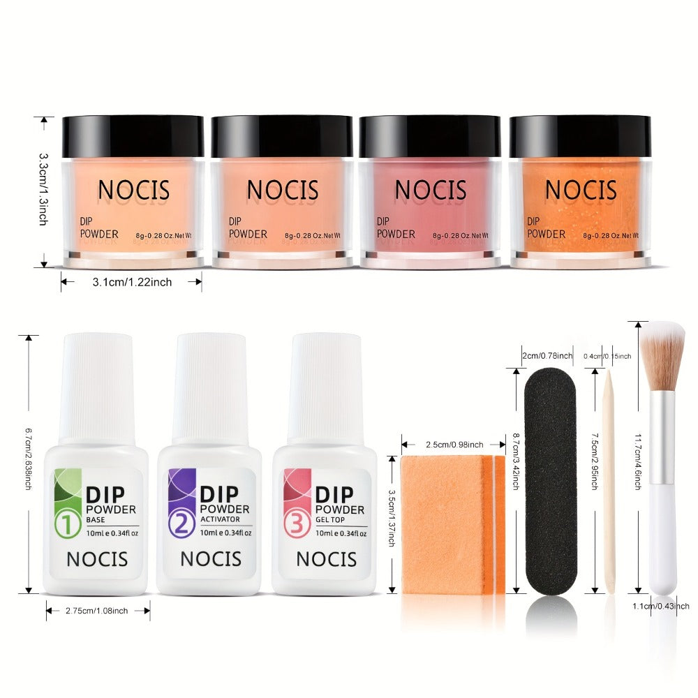 NOCIS Dip Nails Starter Kit! Create hauntingly beautiful Halloween nail art with ease. Kit includes Nail Sticks, Base/Top Coat, Activator, and Essential Liquids for a DIY salon manicure. Get ready for a fang-tastic Halloween!