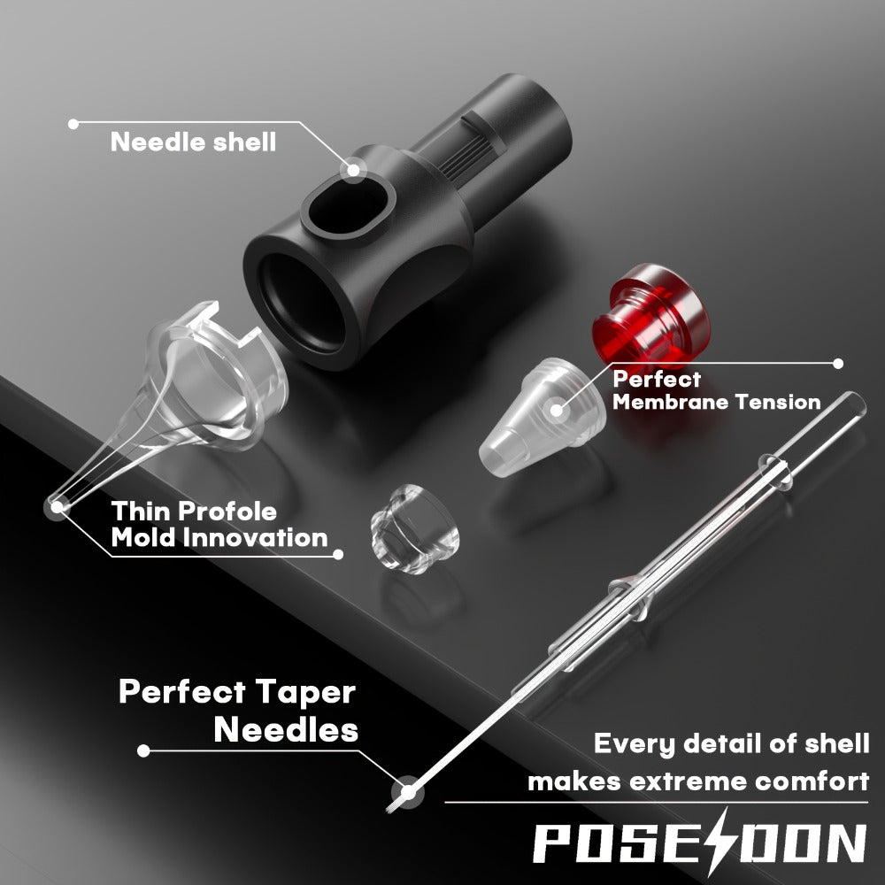 POSEIDON Tattoo Set, Wireless Rotary Tattoo Gun Package, LED Display Tattoo Machine Set Including 20 Tattoo Cartridge Needles And 11 Tattoo Inks, Supplies for Novices