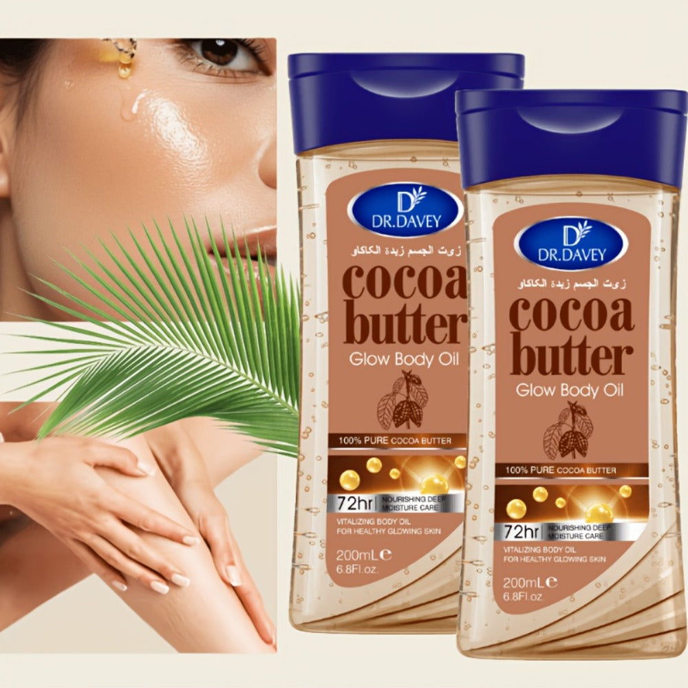 2pcs Cocoa Radiant For Glowing Skin Body Gel Oil Made With Pure Cocoa Butter, Cocoa Body Oil, Cocoa Butter Gel, Refreshing And Non-Greasy, Body Oil For Women, Skincare For Summer, Body Care, Aceite Para El Cuerpo