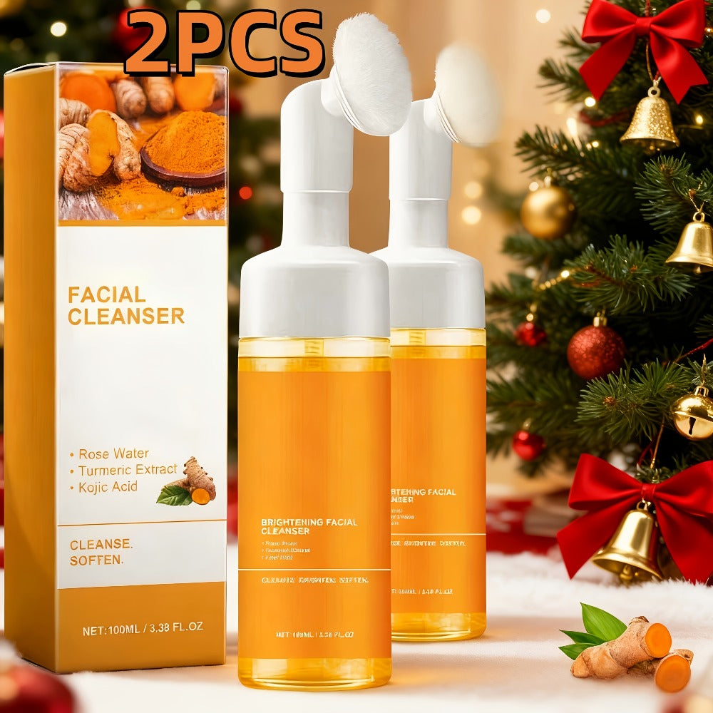 2pcs Turmeric Skincare Facial Cleanser, Controls Oil, Refines Pores, Deeply Cleanses The Face, Moisturizes The Skin, Gently Balances Oil, Rich in Kojic Acid And Turmeric, Suitable for Both Men And Women, The Best Christmas Gift, Travel-Friendly