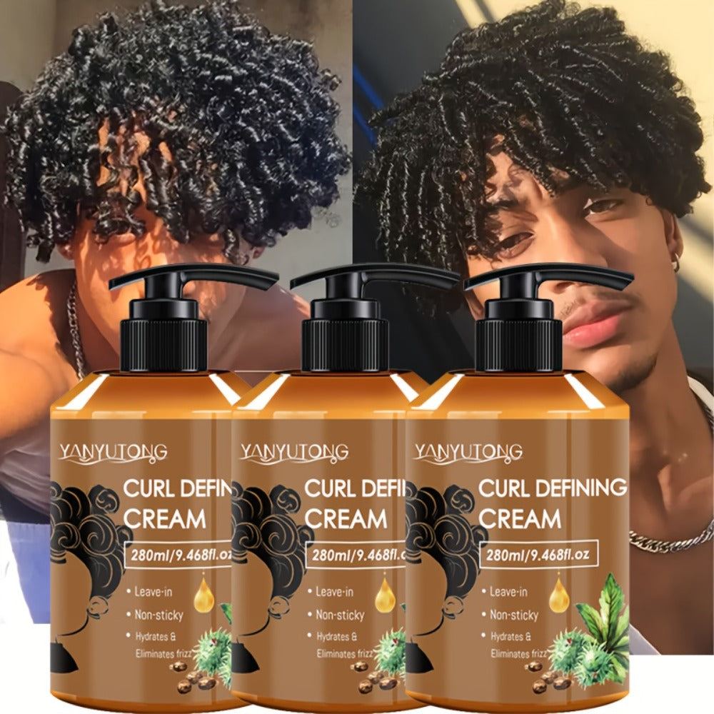 Curl Setting Cream with Castor Oil 280ml - Moisturizing, Long-Lasting Shape & Frizz Control, Non-Greasy Formula for Wavy, Curly & Straight Hair, Adults