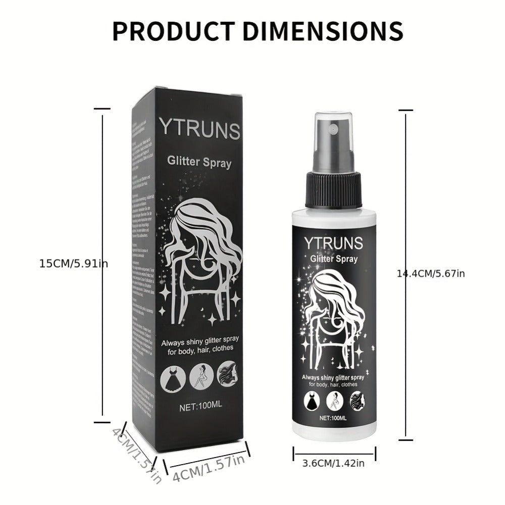 YTRUNS 3.38oz Sparkle Glitter Spray | Star-Shaped Shimmer for Body, Hair & Clothes | Hydrating Formula for Daily & Festive Use