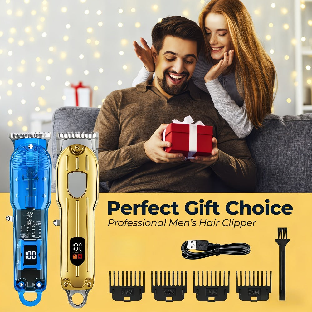 Men's Electric Professional Hair Clipper, Cordless Design, USB Charging, with Limited Comb, Easy to Operate, Suitable for Shaving, Trimming, Household Hair Cutting Tools, Ergonomic Design, Ideal Gift for Men, Father's Day Gift, Festive Gift