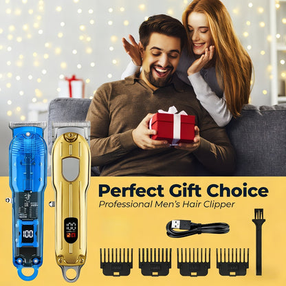 Professional Hair Clipper for Men - Cordless USB Rechargeable Electric Trimmer with Guide Comb, Ergonomic Design for Home Haircut & Shaving, Gift for Men