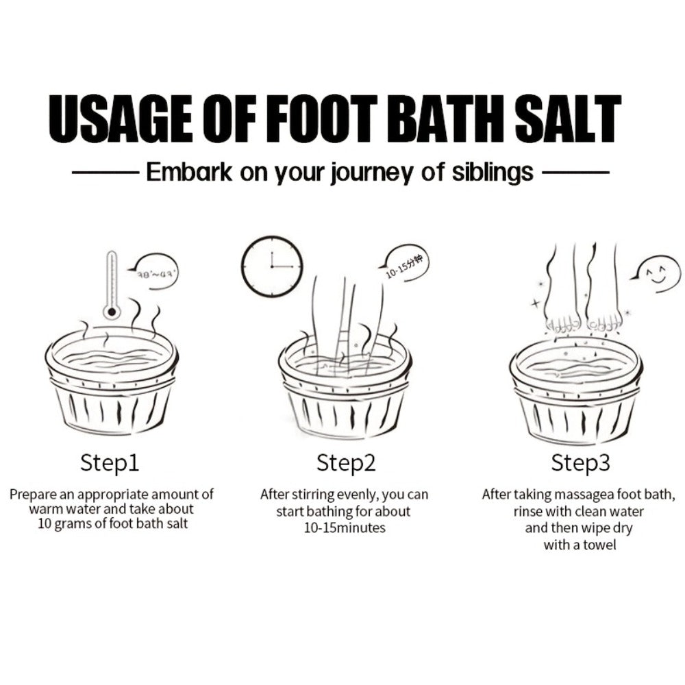 [ROZINO Foot Bath Salt] 60g ROZINO Foot Bath Salt - Hypoallergenic Sea Salt, Moisturizing & Cracked Heels, 20-Min Relaxing Soak for Dry Feet, Post-Exercise & Bedtime Routine, Oceaninspired Design