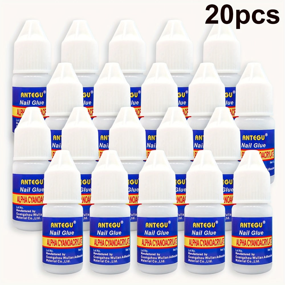 20 Bottles Of Nail Glue, Super Strong Acrylic Nail Glue, Professional Nail Patch Glue for Press On Nails, Long Lasting Acrylic Nail Glue for Nail Patches, Broken Nails Bonding False Nails.