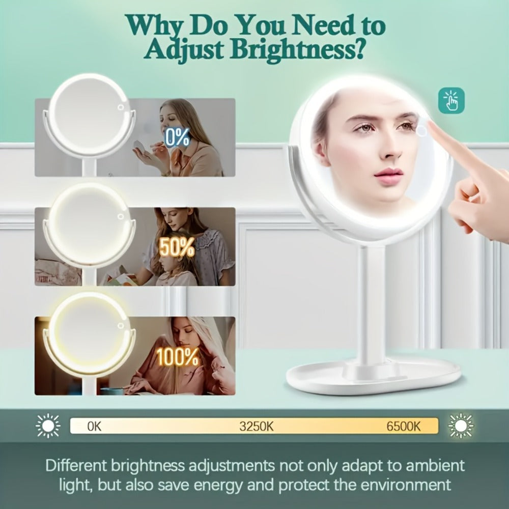 Lighted Makeup Mirror with 25X Magnification - 80 LED Vanity Mirror with 3 Color Lighting Modes, Touch Control, 2-Sided 8 Inch Rechargeable Makeup Mirror for Women, 2000mAh Battery
