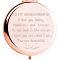 1pc Engraved With Magnifying Compact Mirror Gift for GrandDaughter, Christmas, Anniversary, Birthday, Thanksgiving, Holiday, Seasonal Gifts