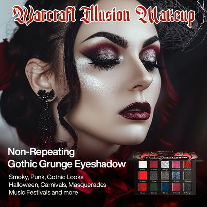 Gothic Eyeshadow Palette 15 Colors - Matte Shimmer Glitter Pigmented Dark Tones, Long-Lasting Dramatic Makeup for Cosplay, Party, Stage & Roleplay