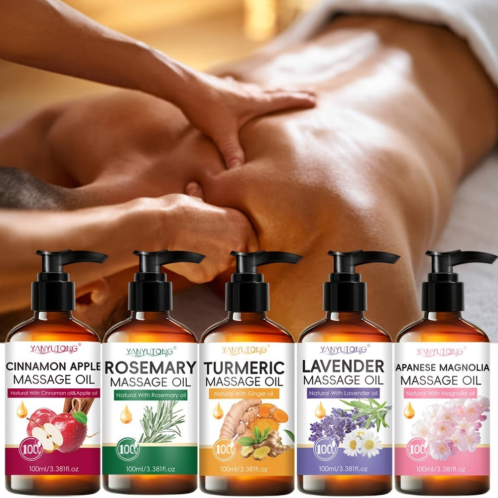 [Natural]3.38oz Moisturizing Massage Oil - Nourishing Formula with Cinnamon Apple, Turmeric, Rosemary, Lavender & Cherry Blossom. Suitable for All Skin Types, Gentle & Non-Irritating. Must-Have Skincare | Natural Ingredients | Ideal Holiday Gift