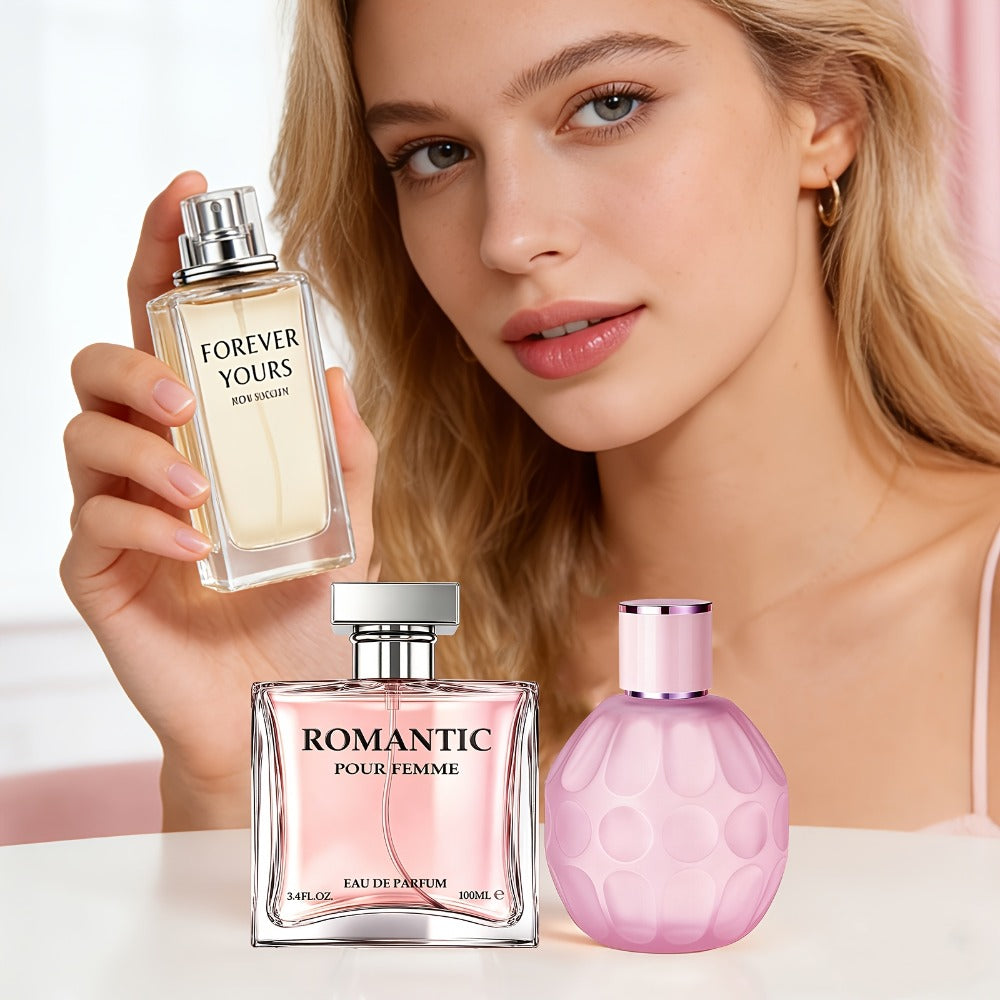 Women's Perfume Set 3-Pack Signature Fragrance Collection 10.1oz - Quince Lychee Musk, Pear Vanilla Sandalwood & Amber Berry Woods, Long Lasting Floral Scents for Everyday Elegance & Gifting