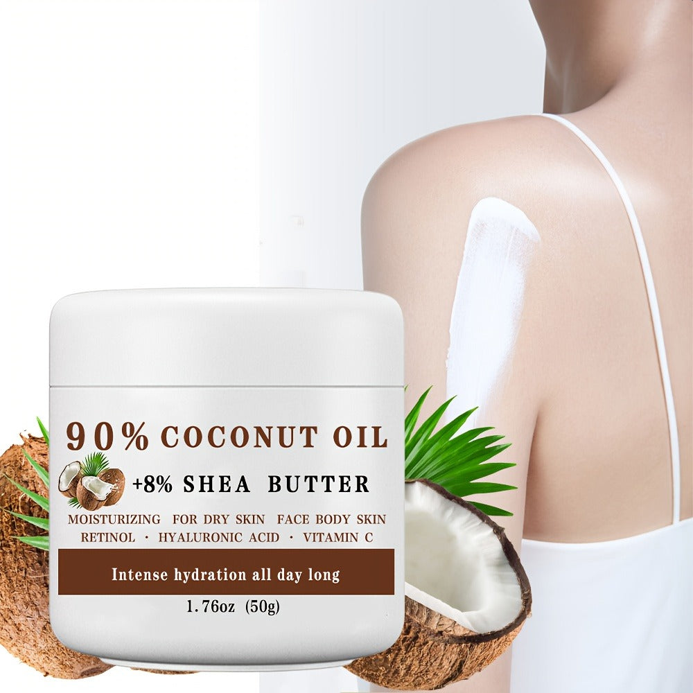 1. 76 Oz Unisex-Adult Coconut Oil And Shea Butter Cream with Retinol And Hyaluronic Acid, Alcohol-Free, Fresh Scent, Moisturizing for All Skin Types, Long-Lasting Hydration for Face, Body, Hands, Feet Gift, Perfect Christmas Gift