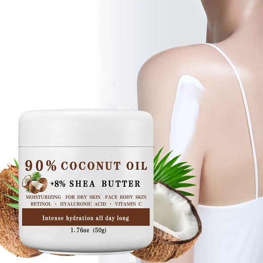 1. 76 Oz Unisex-Adult Coconut Oil And Shea Butter Cream with Retinol And Hyaluronic Acid, Alcohol-Free, Fresh Scent, Moisturizing for All Skin Types, Long-Lasting Hydration for Face, Body, Hands, Feet Gift, Perfect Christmas Gift