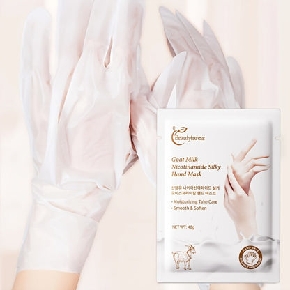 Moisturizing Hand Mask Gloves 20 Pairs with Niacinamide, Goat Milk & Glycerin | Brightening Deep Hydration Spa Treatment for Dry Rough Cracked Hands | Hypoallergenic Fragrance-Free Bulk Gift for Women