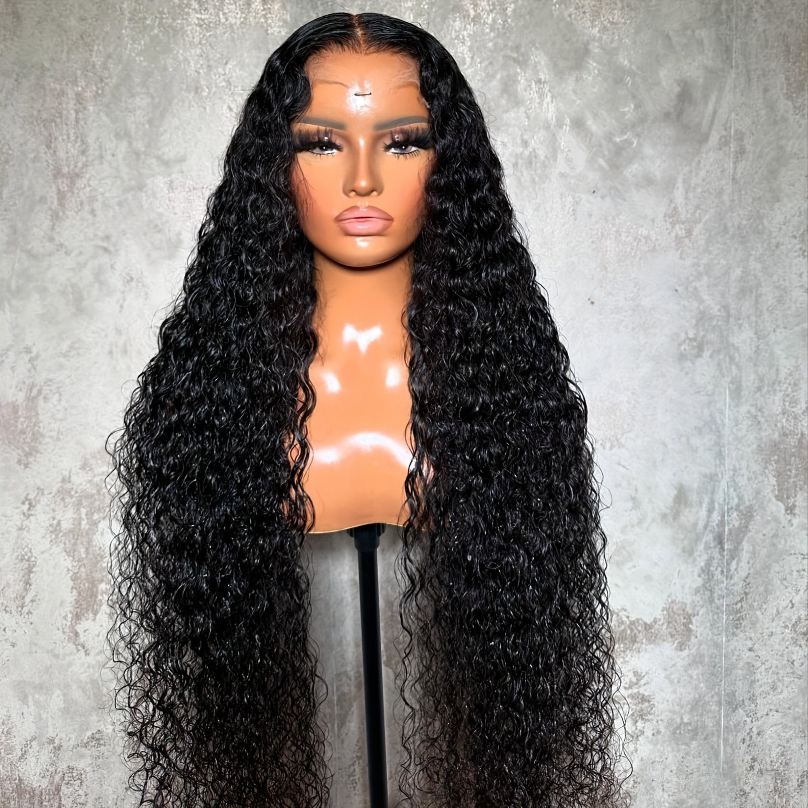 13x4 Deep Curly Lace Wig Black Coily Curly Wig High-Temperature Fiber Transparent Lace Front Wig Deep Curly Lace Front Wig Natural Black 180 Density Wig For Women 28 Inch