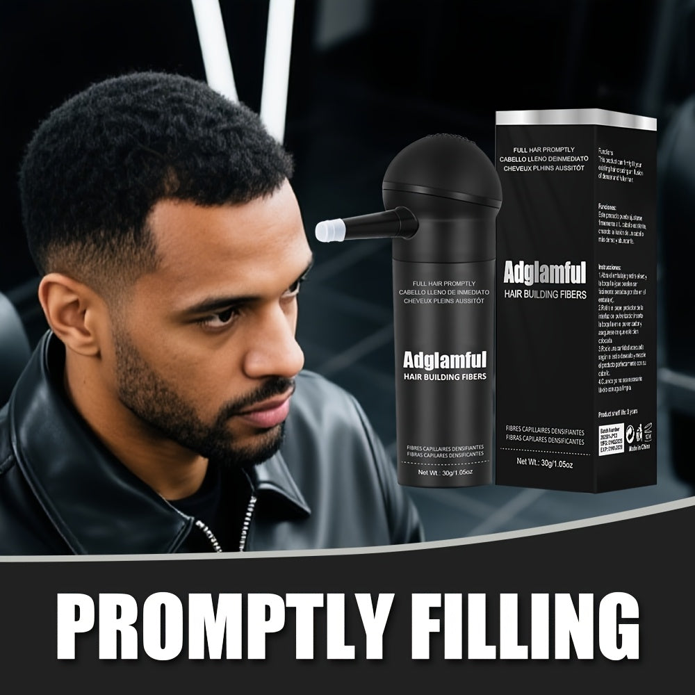 ADGLAMFUL 2-in-1 Hair Building Fibers and Spray Bottle - Portable, Integrated Powder Formula for Thicker, Fuller Hair Look - Suitable for Various Hairstyles, Solution|Natural Appearance|Easy Application