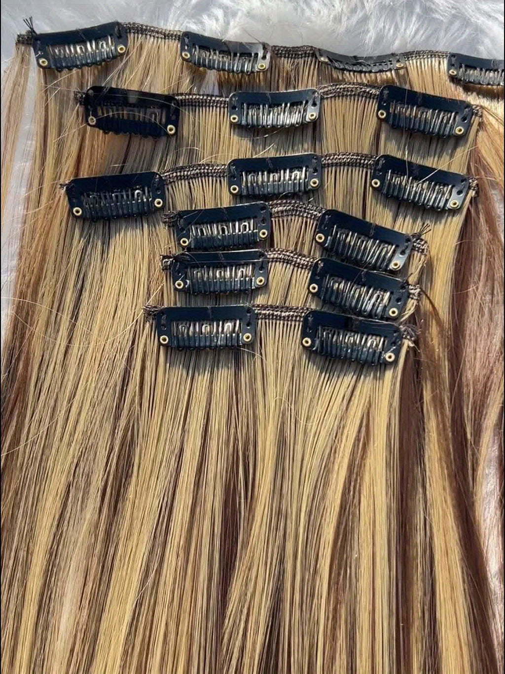 Set of 6 Clip-In Hair Extensions, Featuring 16 Clips, Made from Synthetic Fiber, Designed to Add Volume And Length, Suitable for Various Occasions, High-Temperature Fiber Hairpieces for Women