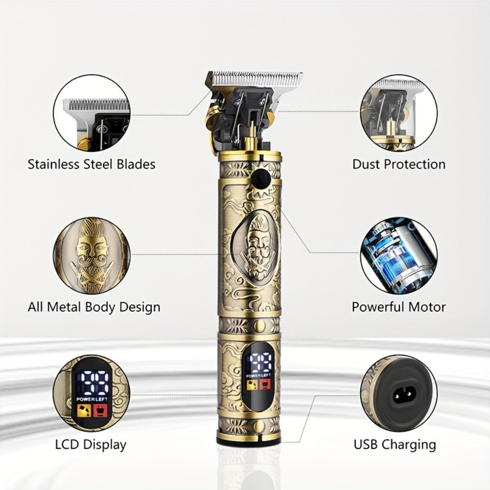 [Professional Hair Clippers] GSKY Men's Professional Hair Clippers & Trimmers | T-Blade Trimmer, Nose Hair Trimmer, Electric Razor with LCD Display, USB Rechargeable, Ergonomic Design for Hair Cutting & Grooming