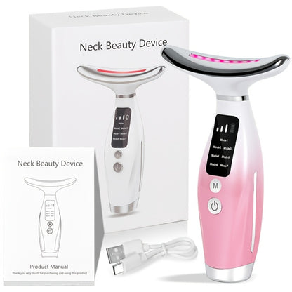Face Neck Massager Rechargeable Beauty Device - 7 Massage Modes Electric Facial Lifting Tool for Women - Anti-Aging Skin Tightening Neck Firming Massager Gift for Mom