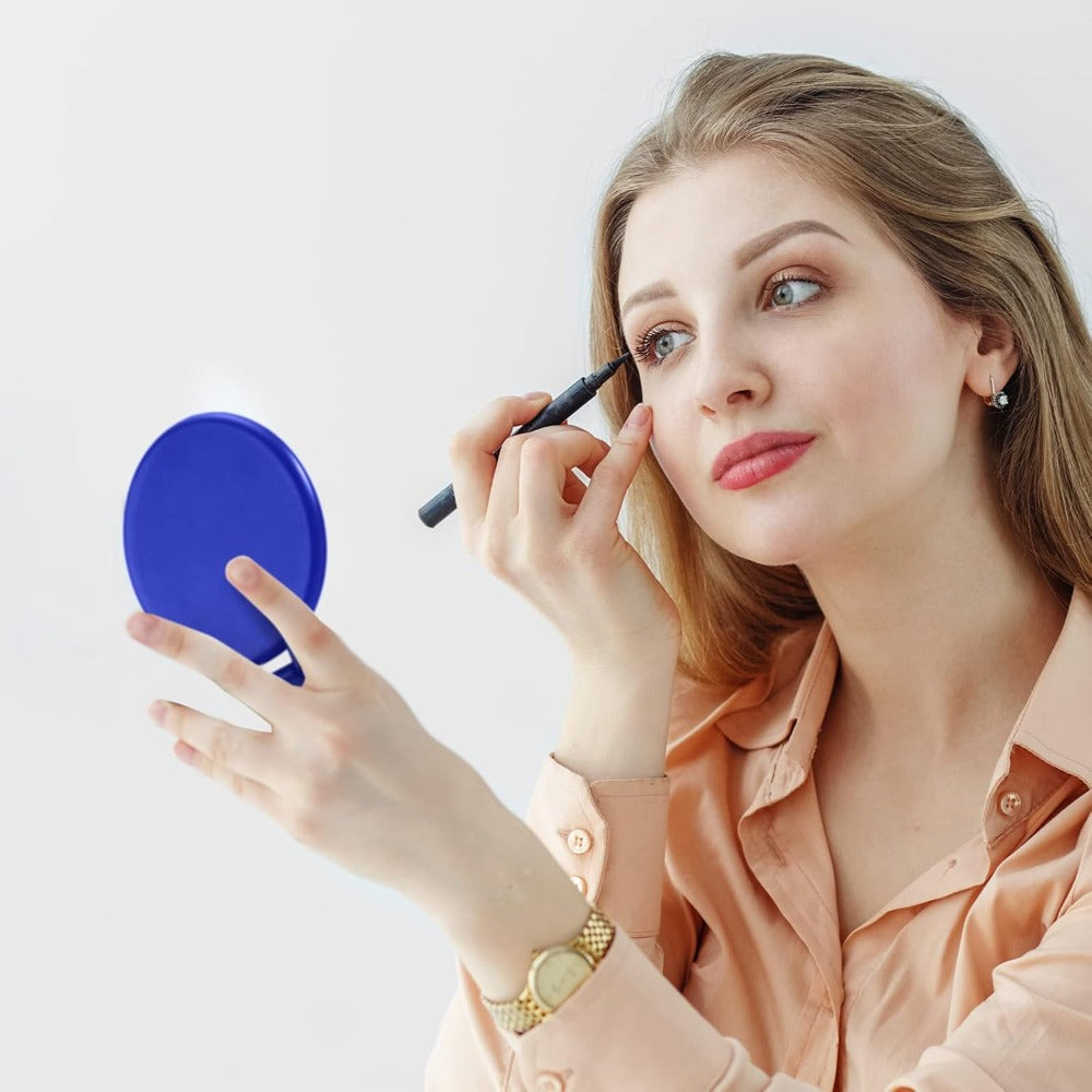 Value Pack Portable Folding Makeup Mirror Set In Royal Blue. Compact Round Mini Mirrors Fit In Purse, Ideal for Women's Daily Use, Travel, And As A Thoughtful Mother's Day Gift(10pcs/ 21pcs Available)