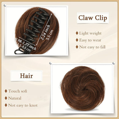 Clip In Hair Bun Extensions Mini Donut Bun with Cat Ears Messy Bun Claw Clip Hairpiece Synthetic Fiber Instant Updo Women Girls Multiple Colors 2 Pcs Set
