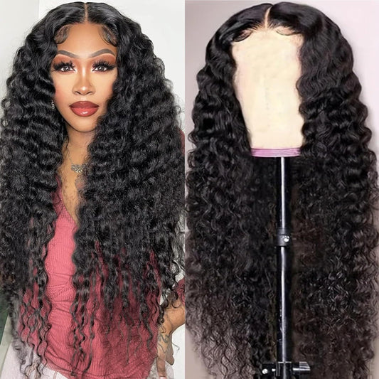 Glueless Human Hair Wigs Suitable for Women & Men - Pre Plucked Pre Cut Jerry Curly Lace Closure Wig with Natural Color Hair, Wear & Go Instant Hairstyle, Suitable for Skin Tones, Density &