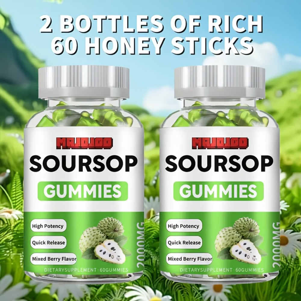 [Antioxidant Soursop Gummies] 2000mg Soursop Graviola Gummies | Supports Digestion, Provides Antioxidant Benefits for Man And Woman - 60 Gummies Per Bottle