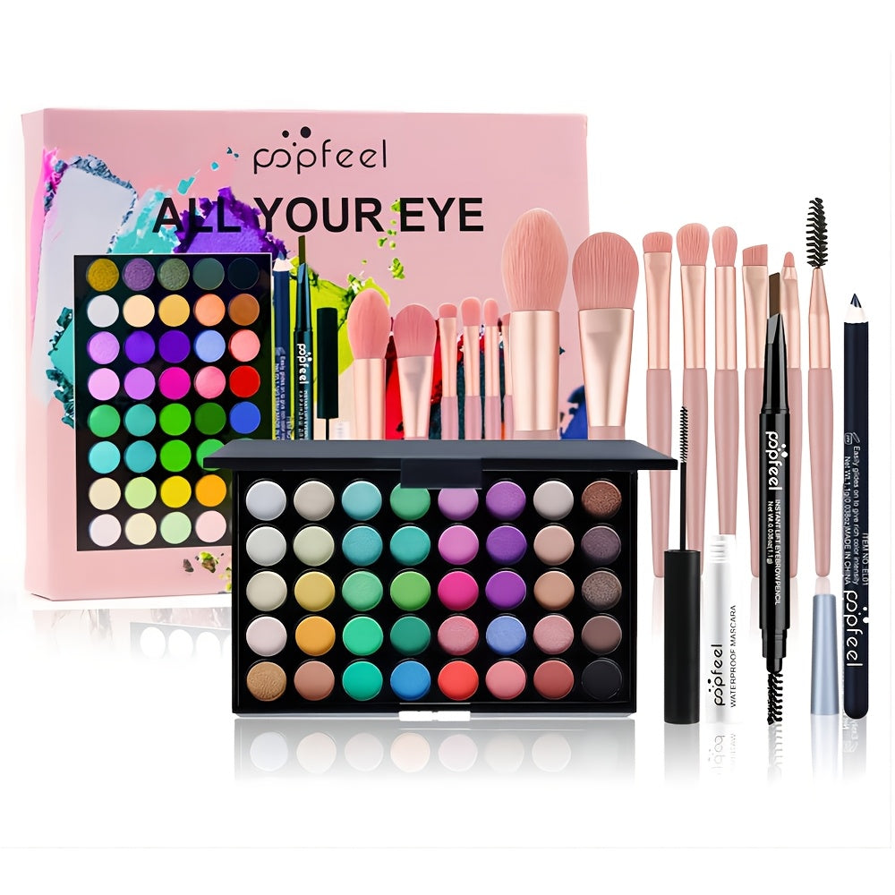 [Christmas Valentine's Day] 40-Color Christmas Eye Shadow Palette Makeup Set Tools Mascara Eye Shadow Brush Eyeliner Eyebrow Pencil Combination Set Beginner Makeup Tools Valentine's Day Gift Winter Makeup Valentines Day Gifts