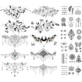 60+pcs Temporary Tattoos for Women with 10 Large Realistic Body Suitable for Parties, Festivals, Swimming - Fake Tattoos for Chest, Neck, Underboob & Application