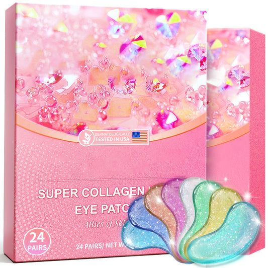 24 Pairs Of Colorful Eye Stickers- with Collagen, And Moisturizing Ingredients, The Appearance Of Fine Lines, Wrinkles, Suitable for All Skin Types, Protect The Skin's Moisture Barrier, Looks Visibly Rejuvenated, Teen Easter Basket Stuffers