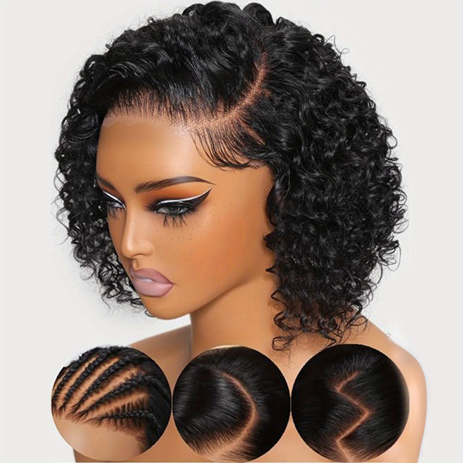 Tewig Bye Bye Knots13x4 Pre Cut Lace Bouncy Deep Wave Glueless Bob Wig 200% Density Wear and Go Glueless Wigs Human Hair Pre Plucked Pre Cut Bob Wigs for Black Women Body Wave Lace Front Wigs Upgraded No Glue
