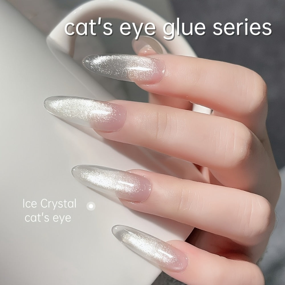 Cat Eye Nail Trends 2025 Holographic Nail Art 2pcs Set 0.51oz Reflective Cat's Eye Magnetic Nail Gel Soaking LED Gel Salon Female Nail Art Tools Fashion Nail Gel
