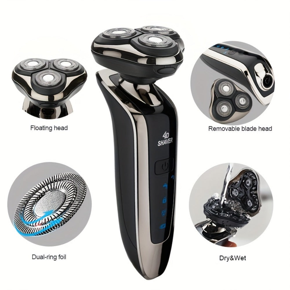 5-In-1 Electric Razor for Men, Rechargeable 3D Rotary Shaver, Electric Shaving Machine, Beard Trimmer, Nose Hair Trimmer, Facial Cleaning Brush, Perfect Father'S Day Gift Fordad, Husband, Boyfriend