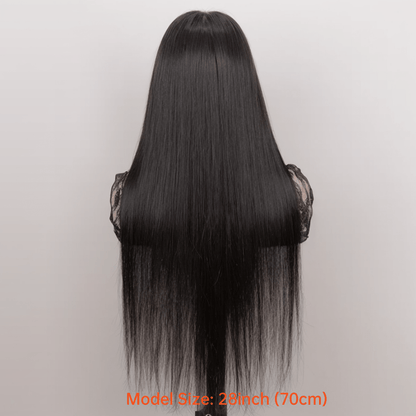 4x4 Lace Closure Wig Human Hair Straight Glueless Pre-Plucked Natural Hairline Black Straight Wig 12-28 Inch Women No Glue Easy Wear Versatile Parting