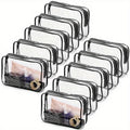 10 packs of PVC transparent makeup bags - Portable travel cosmetics finishing bag with reinforced zipper, fragrance-free, High Quality makeup bag set - Black