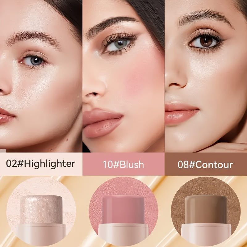 3pcs Contour Stick, Blush Stick, Highlighter Stick, Bronzer Stick - 3pcs Cream Contour Kit For A Flawless Look, Contour Stick Makeup Non-Greasy Waterproof, Long-lasting Fair-Medium - Christmas Gift