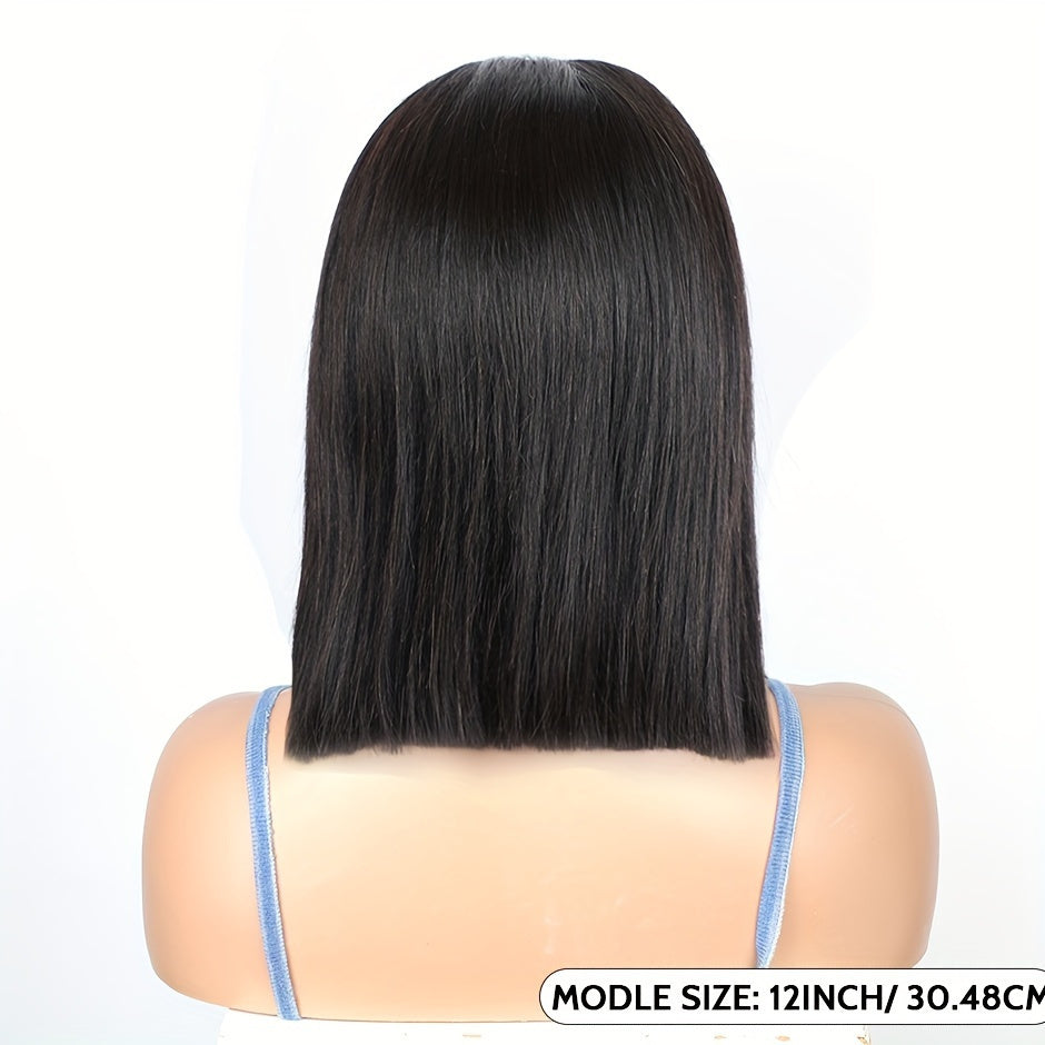 HD Lace Closure Wig Human Hair 250% Density 4x4 Straight Bob Glueless Pre-Plucked Pre-Cut Natural Hairline Scalp Coverage Beginner Friendly 8-16 Inch Black