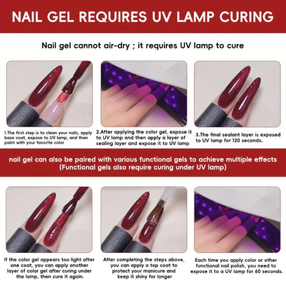 Glitter Gel Nail Polish Set 5 Colors - Broken Stone Sparkling Semi Permanent Soak Off UV LED Nail Gel 0.51oz Each - Long Lasting Glittery Nail Art Polish for Salon & DIY Home Use