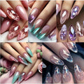 120 pieces of mixed color almond shaped nail tip, medium length design, gradient gloss - includes jelly glue and nail file