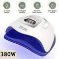 380W Professional /LED Nail Lamp with Auto Sensor & LCD Timer - Fast Gel in 4 Timing Modes (10s/30s/60s/99s), USB-Powered Nail Dryer with One-Touch Button, for Home, Salon, Manicure, Pedicure - Safe Light for Gel Polish Hardening