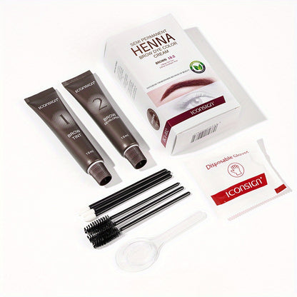 Eyebrow Perm Kit 2-in-1 Coloring Sweatproof Long-Lasting Natural 3D Brow Makeup with Applicator Brush Disposable Clips Beginner Friendly Black Brown